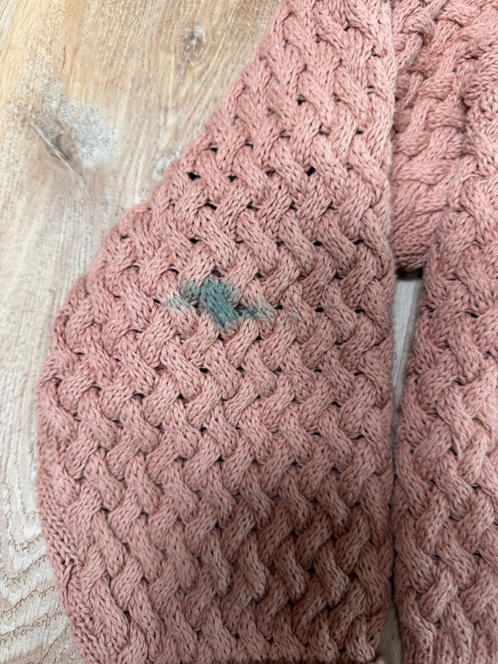 THE GREAT. Textured Cable Button-Front Cardigan - Rusty Rose - Picture 3 of 4